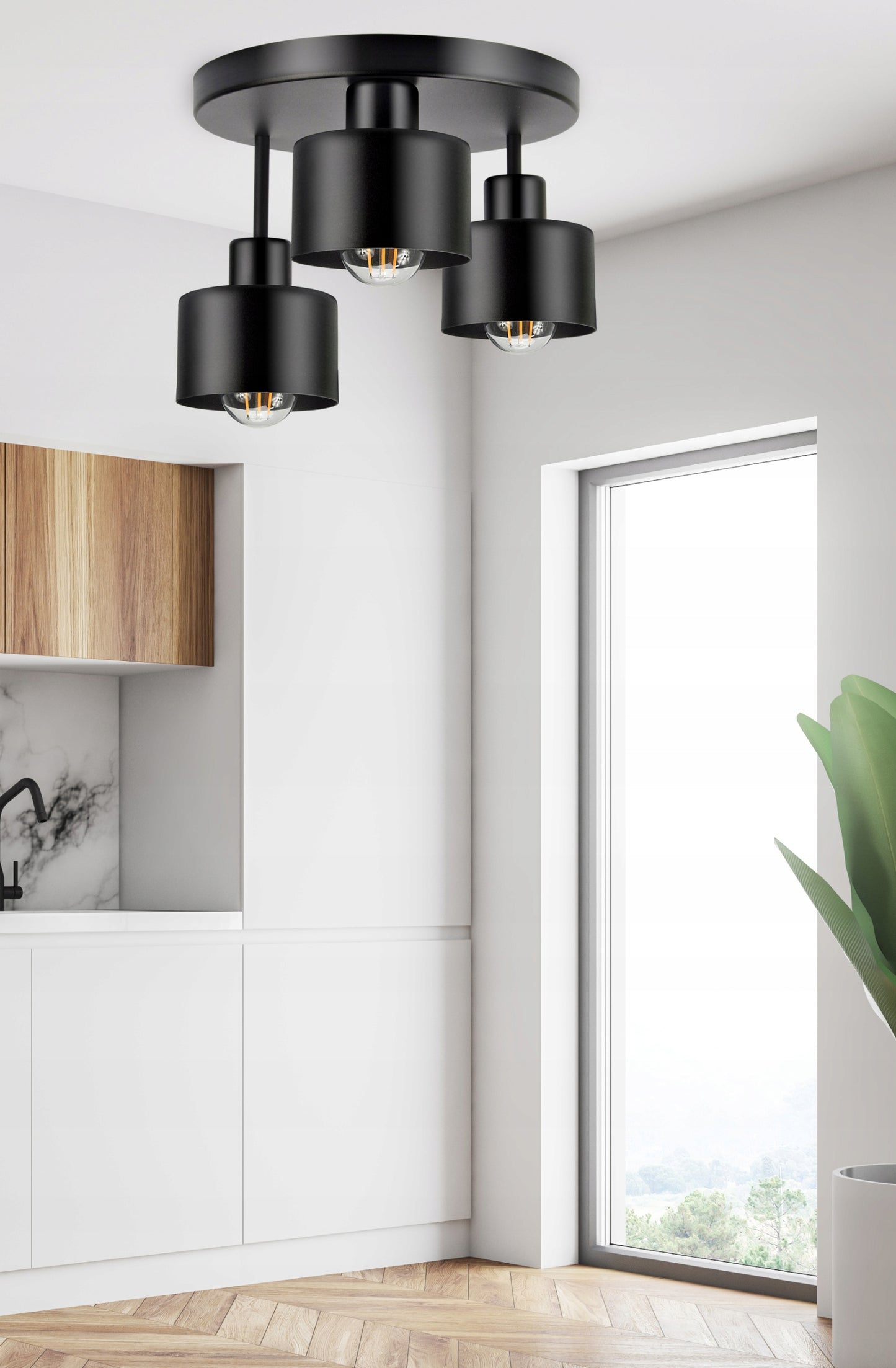 Lubinis šviestuvas Liustra Plafonas Metalinis LOFT LED 3xE27 juodas 382-E3 SPOT