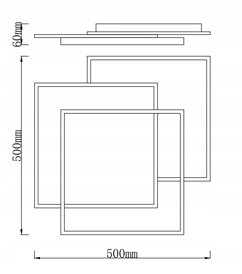 Kabantis šviestuvas PLAFON LED juodas modernus kvadratinis su pulteliu 3 spalvų
