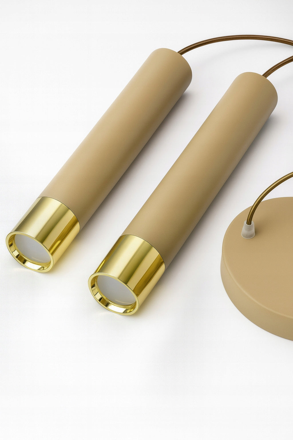 Pakabinamas lubinis šviestuvas vamzdelio formos Kašmyro Smėlio Ekru LED virtuvei, svetainei, virš stalviršio