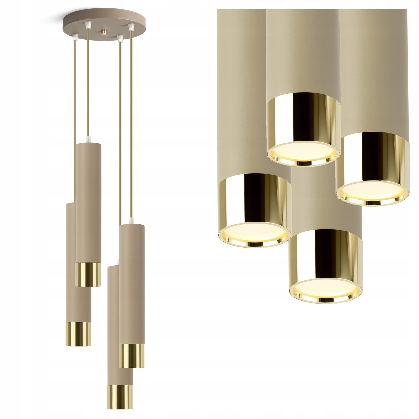 Pakabinamas lubos šviestuvas, vamzdeliai, Kašmyro smėlio spalvos, ekru, LED, virtuvei, svetainei, virš stalviršio