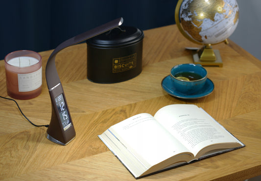 LED stalinė lempa biurui DATA LAIKAS TEMPERATŪRA LCD EKRANAS