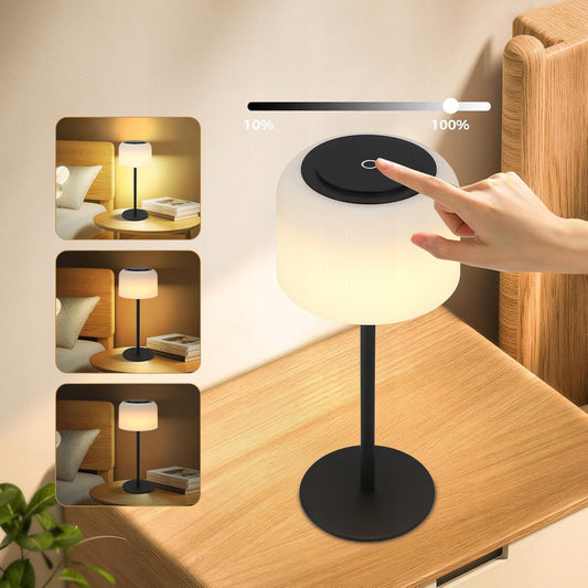 LED stalinė lemputė su lietimu, įkraunama, su pritemdikliu ir 3 spalvomis sodui