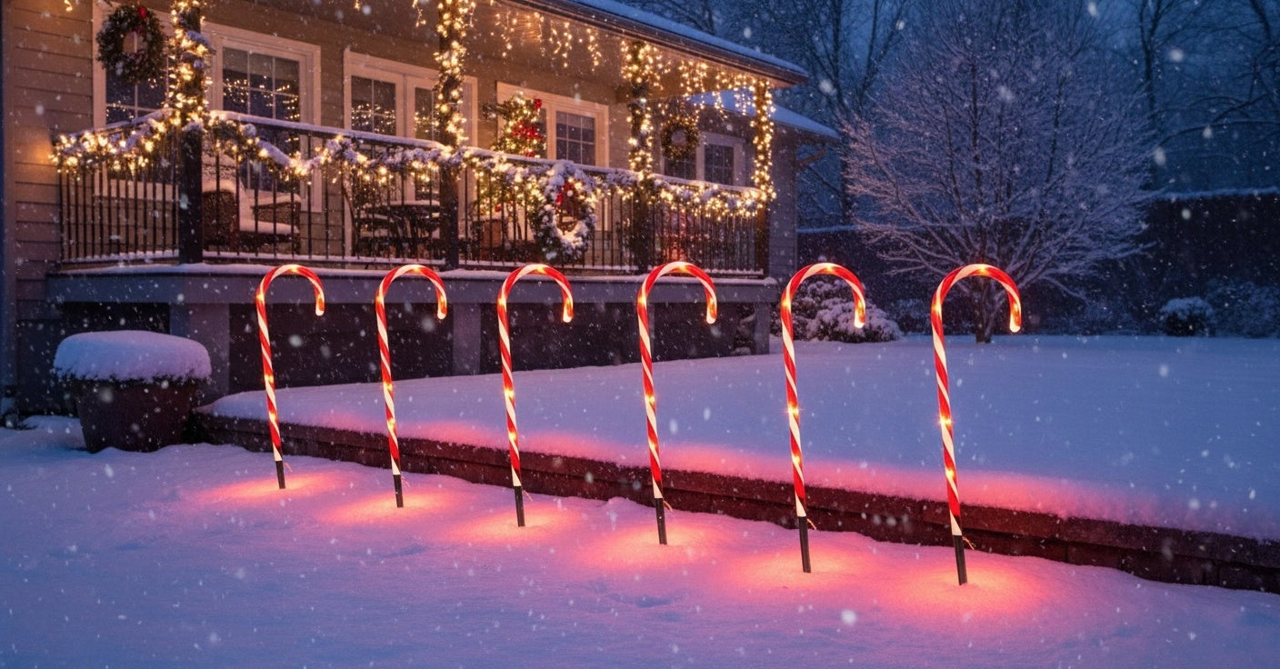 Kalėdinės LED lemputės "Saldainio lazdelės" 6 vnt. Sodo girlianda, papuošalas, dekoracija