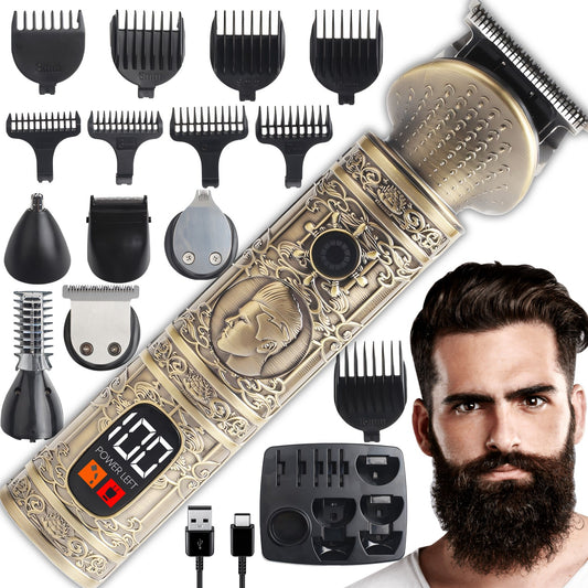 PLAUKŲ IR BARZDOS KIRPIMO MAŠINĖLĖ, BARZDOS SKUTIMAS, 7-IN-1 SKUTUVAS, BARZDOS TRUMPYTUvas, NOSIES TRUMPYTUvas