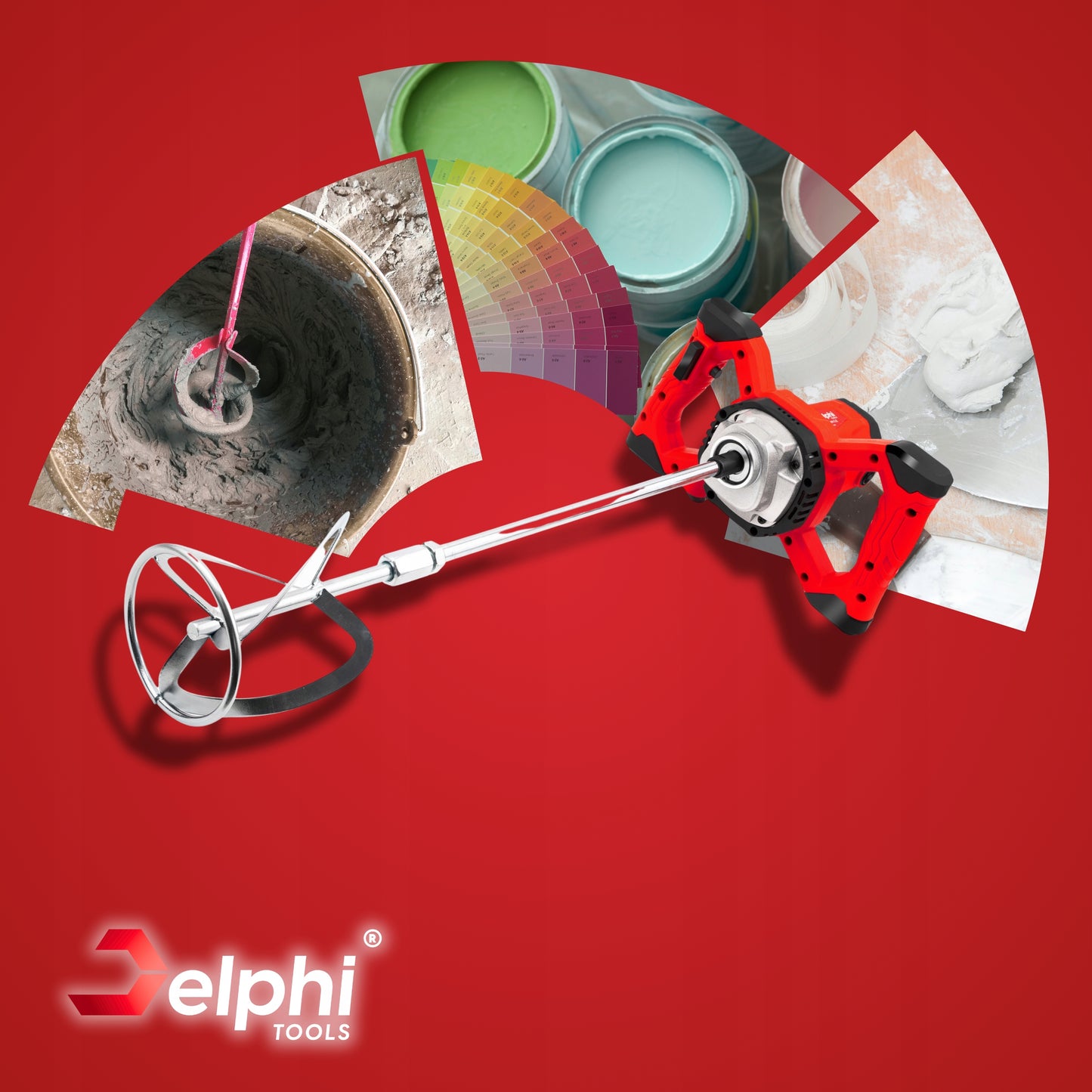 Elektrinis maišytuvas klijams, betonui, skiediniams, dažams, 2x maišytuvai