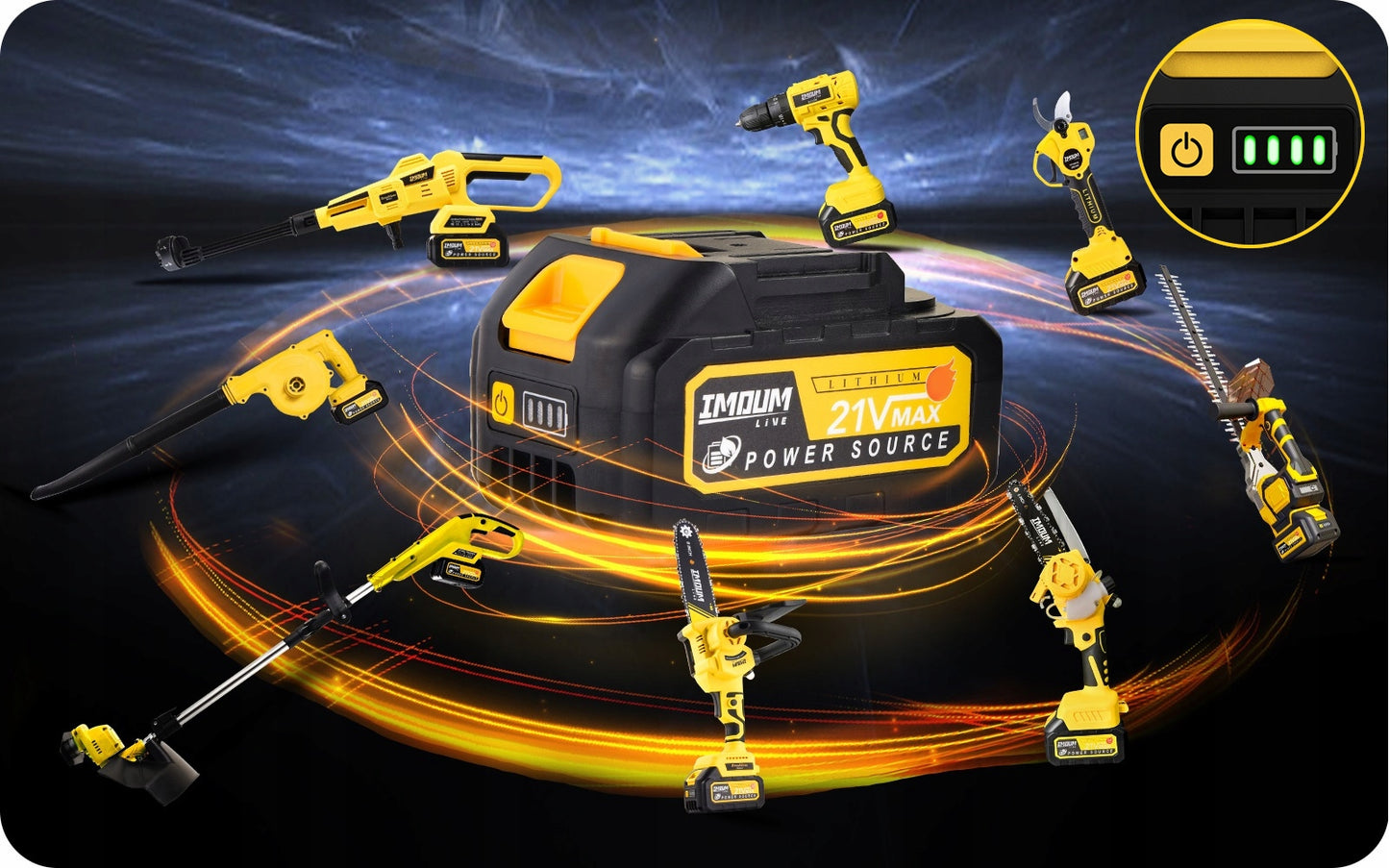 Belaidis akumuliatorinis aukšto slėgio ploviklis IMOUM 4Ah 21V 400W XXL rinkinys