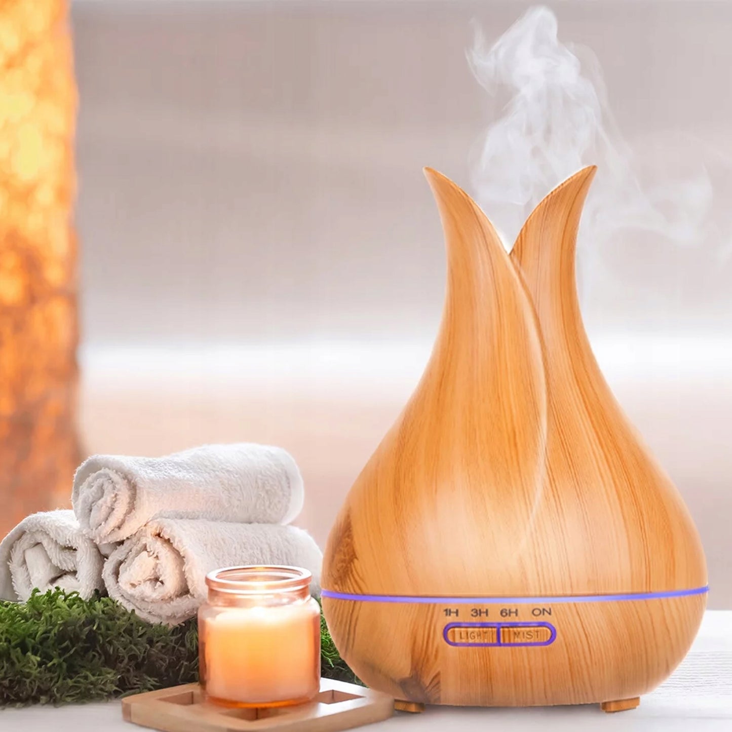 Ultragarsinis mini oro drėkintuvas su LED, 7 spalvomis ir aromaterapija