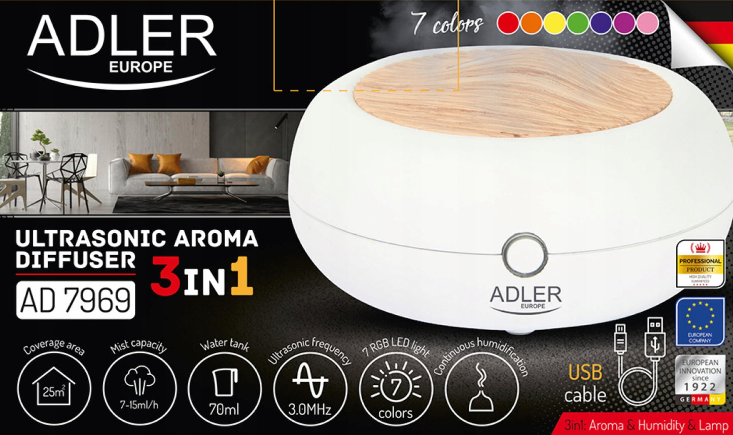 Oro drėkintuvas, aromato difuzorius eteriniams aliejams