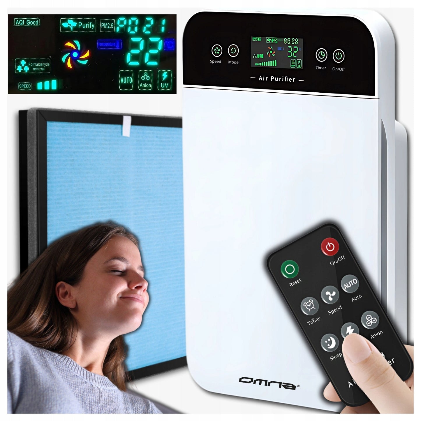 Didelis oro valytuvas su jonizatoriumi, HEPA filtru ir UV-C lempa, skirtas alergiškiems