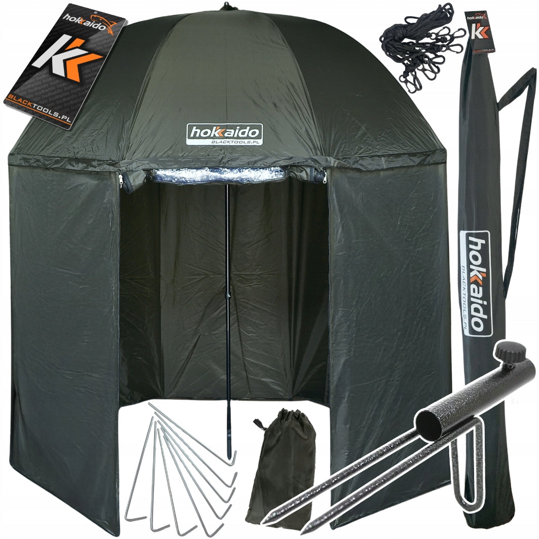 Žvejybos skėtis su pilna palapine 250cm, specialios gumos + kuoliukas!