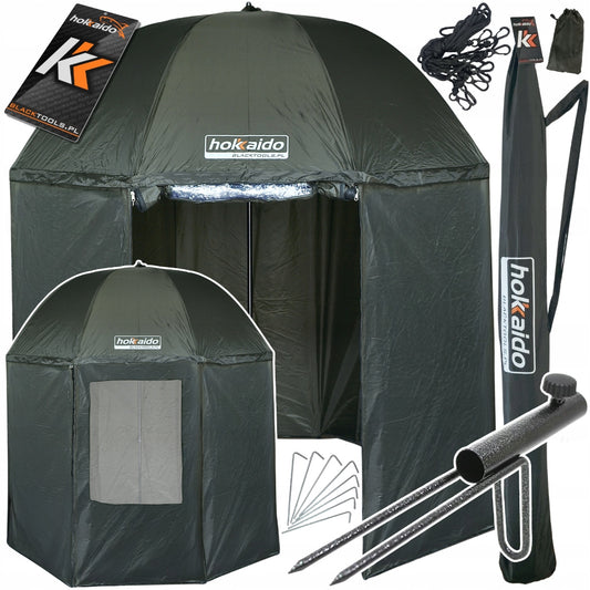 Žvejybos skėtis su pilna palapine 250cm, specialios gumos + kuoliukas!