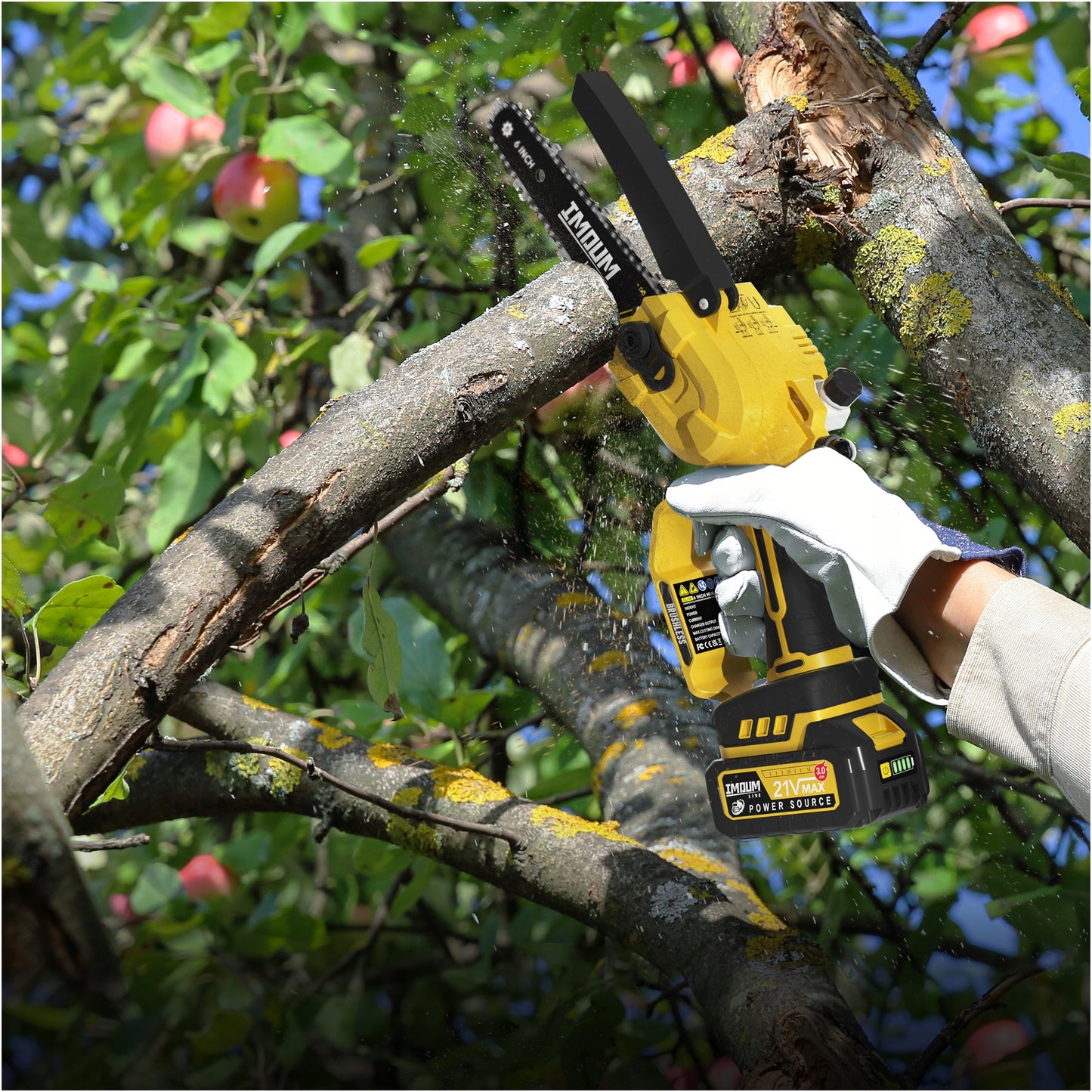 Akumuliatorinis grandininis pjūklas PRO 6" 2 AKU + DĖKLAS GALINGAS IMOUM
