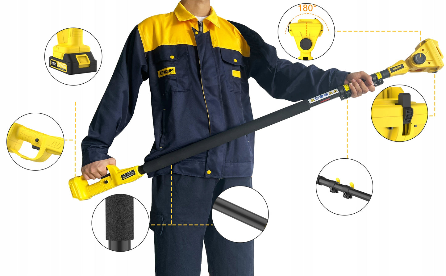 Akumuliatorinis grandininis pjūklas PRO 6" 2 AKU + DĖKLAS GALINGAS IMOUM