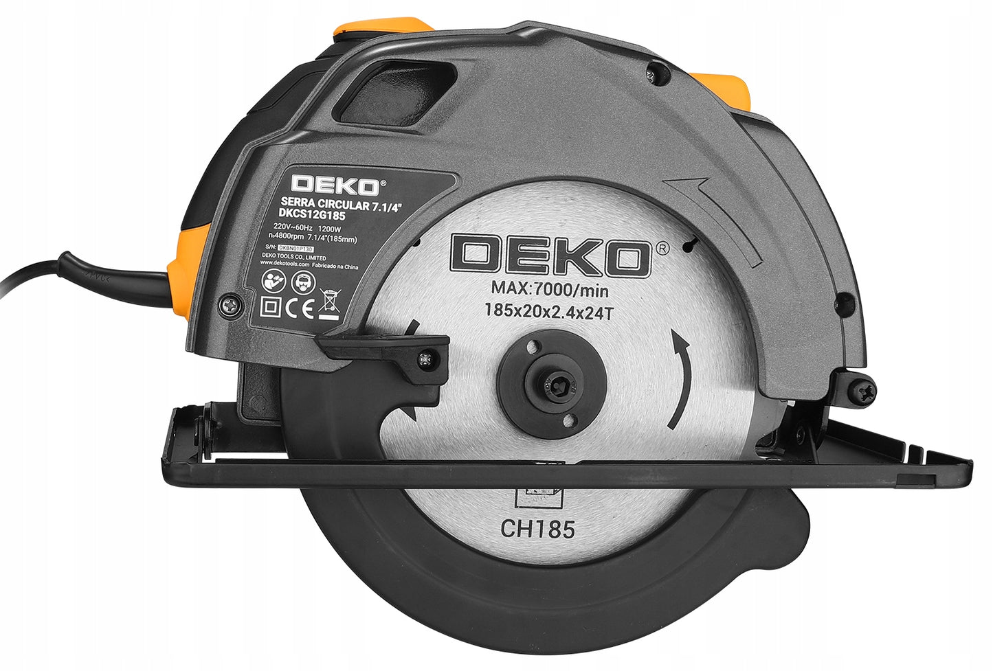 Rankinis diskinis medžio pjūklas 1200W, diskas 185mm DEKO