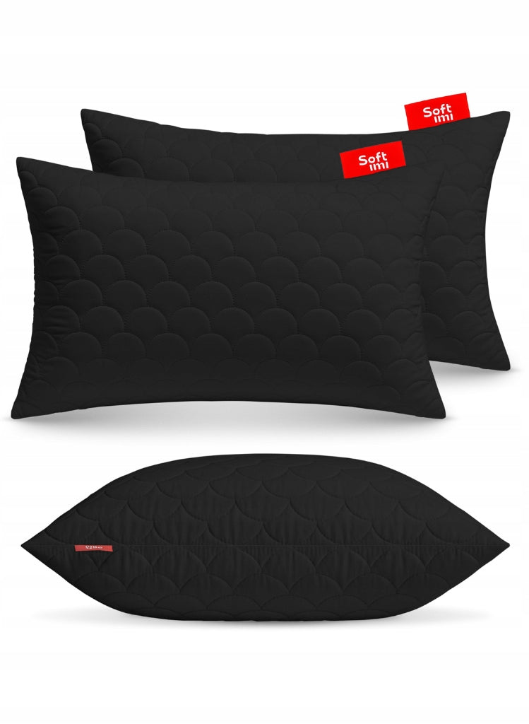 Antialerginė pagalvė 2 x 50x70 cm, miego komplektas, dygsniuota, juoda, Lenkija