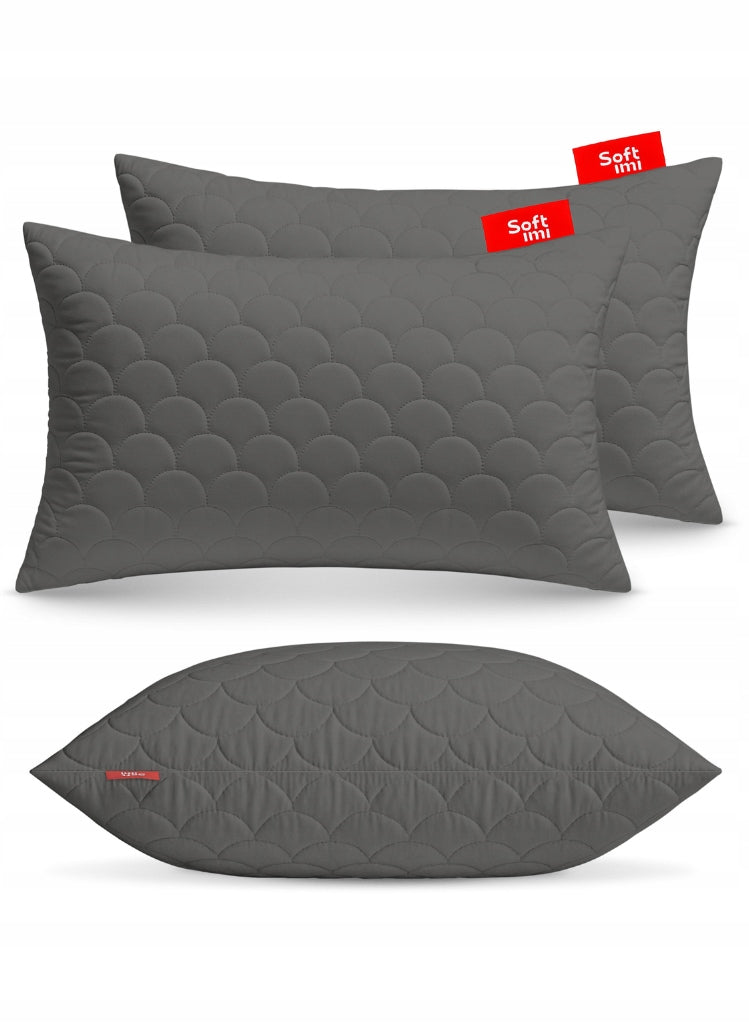 Antialerginė pagalvė 2x50x70cm miego komplektas dygsniuota pilka iš Lenkijos