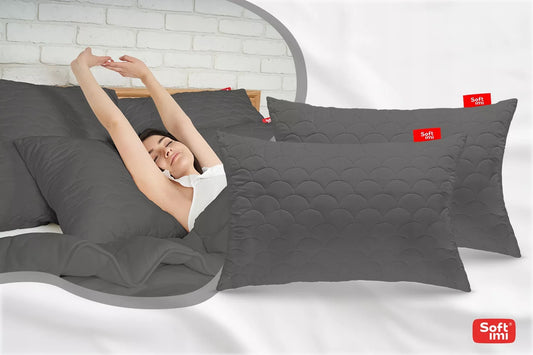 Antialerginė pagalvė 2x50x70cm miego komplektas dygsniuota pilka iš Lenkijos