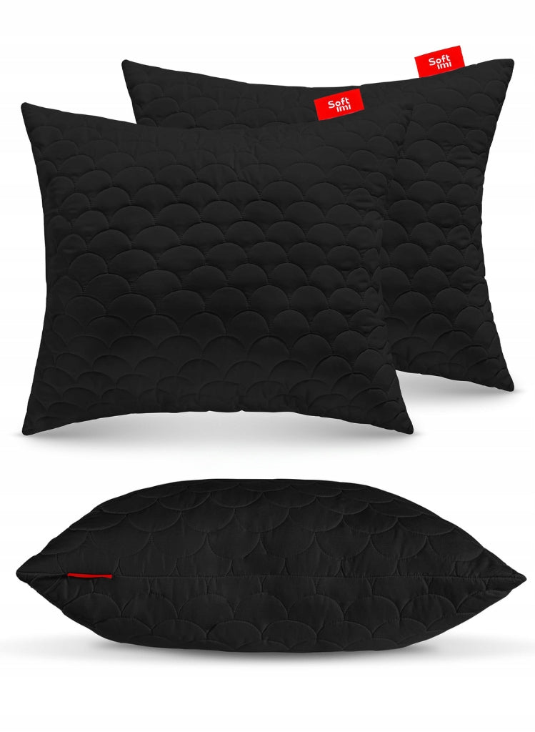 Antialerginė pagalvė 2x70x80 cm Miego komplektas Dygsniuota Juoda Lenkiška