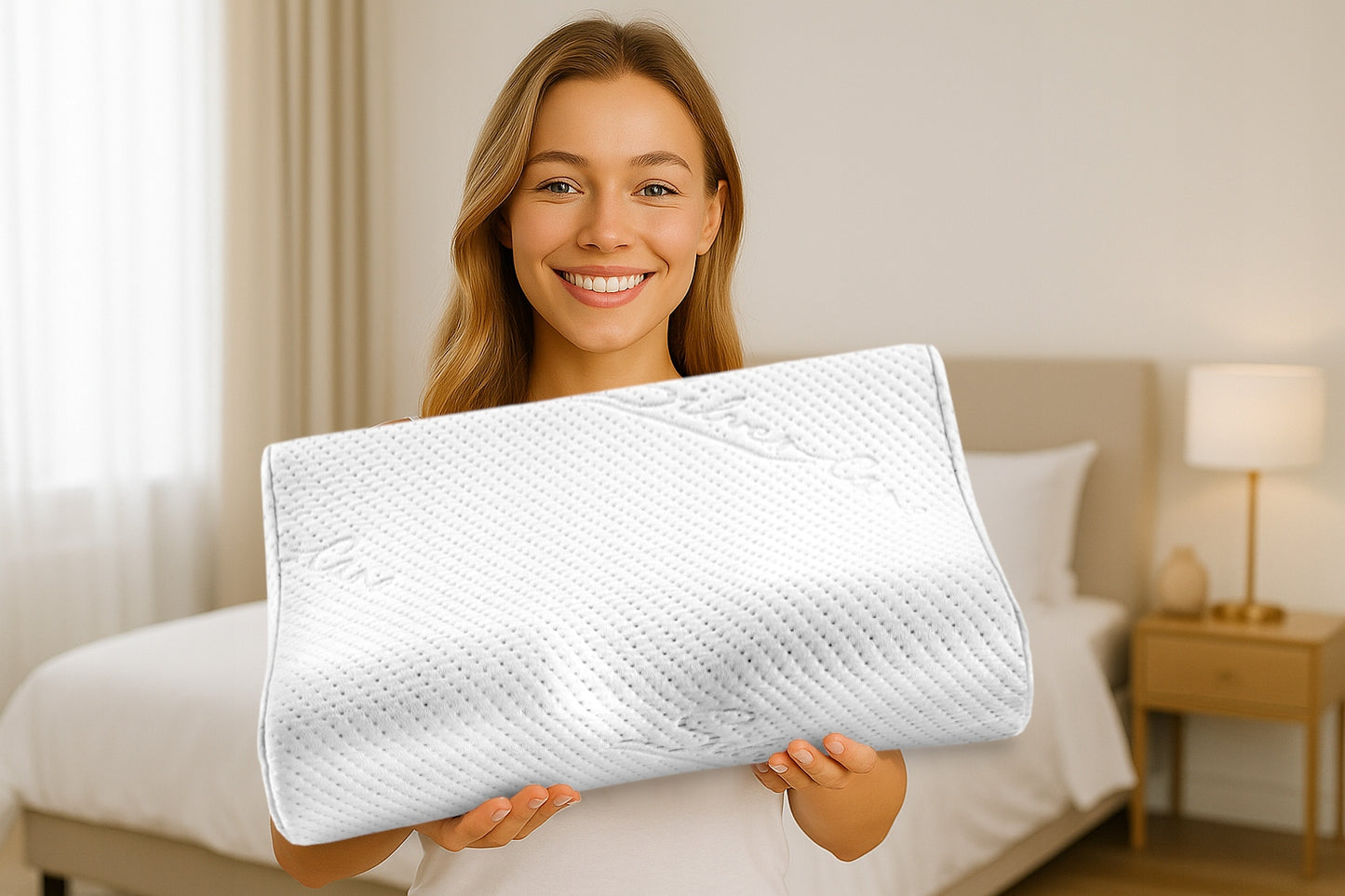 Ortopedinė profiliuota pagalvė miegui su įdubimu,