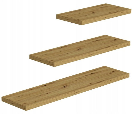 Sieninė pakabinama lentyna, 3 vnt. komplektas, Artisan ąžuolo spalvos, su kaiščiais