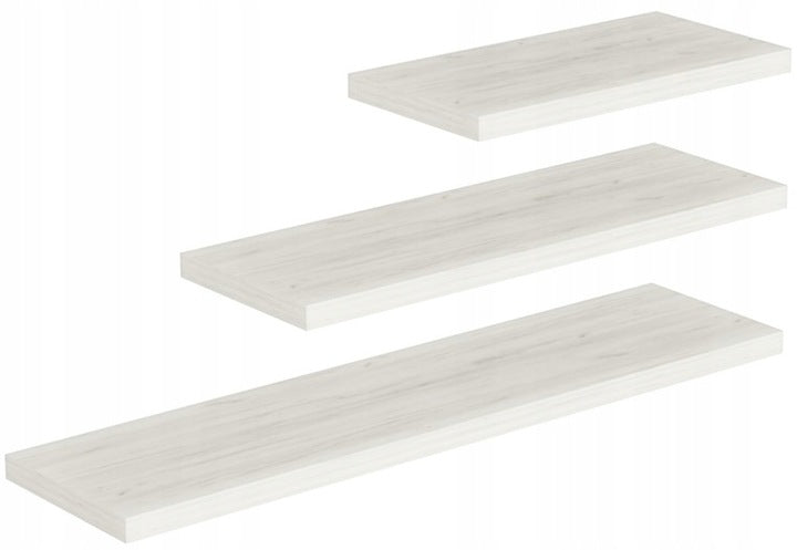 Sieninė baldų lentyna, pakabinama, 3 vnt. komplektas, Ąžuolas Kraft Baltas + kaiščiai