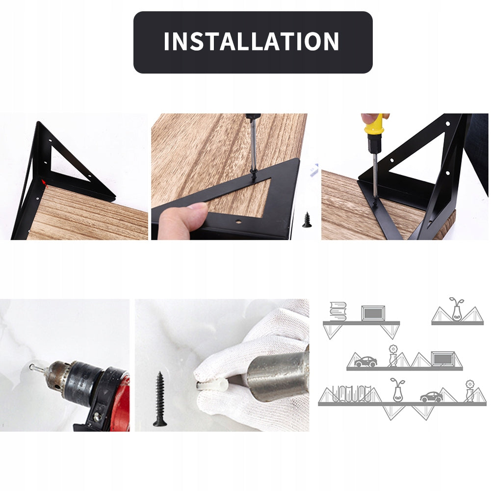 Pakabinama metalinė loft stiliaus lentyna ant sienos, 3 vnt.