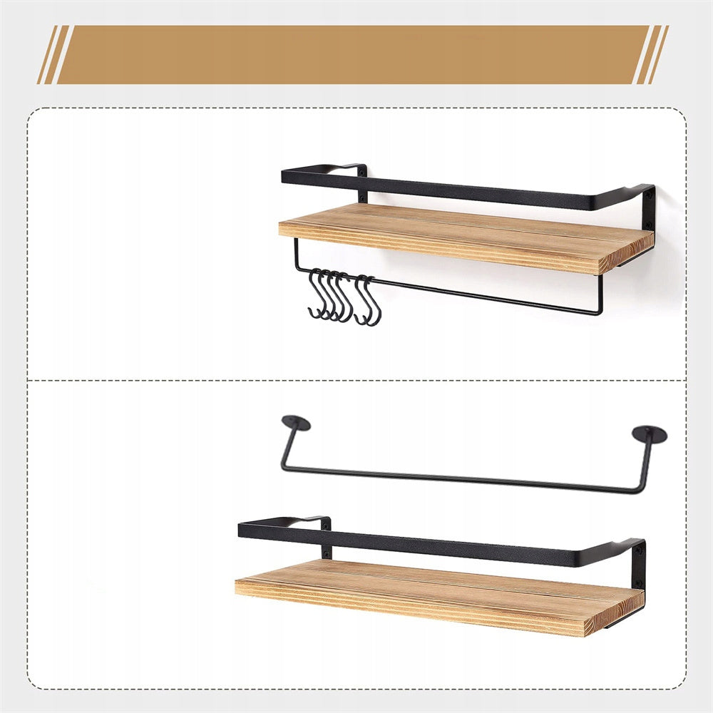 2 vnt. sieninės lentynos rinkinys, pakabinamos, su skersiniu, virtuvės sieninė lentyna