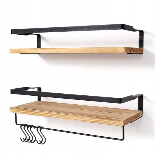 2 vnt. sieninės lentynos rinkinys, pakabinamos, su skersiniu, virtuvės sieninė lentyna