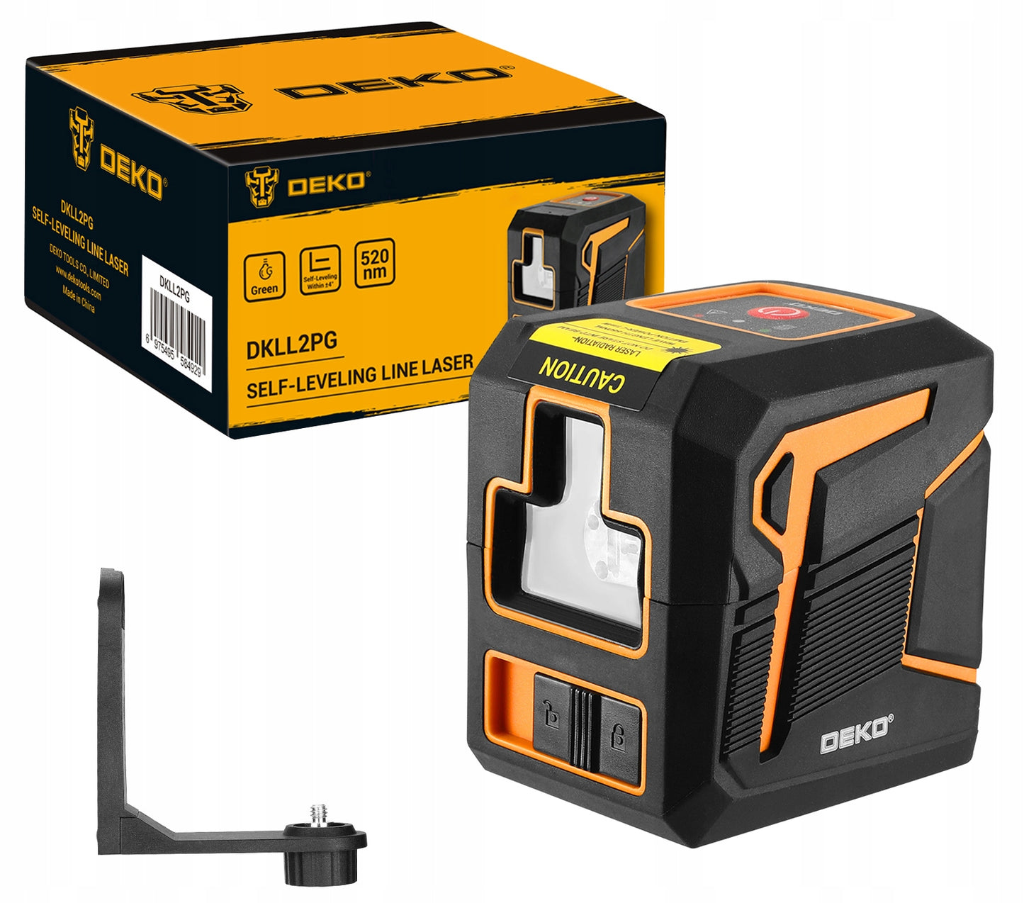 Tikslus žalias kryžminis lazerinis nivelyras su švytuoklės fiksatoriumi DEKO