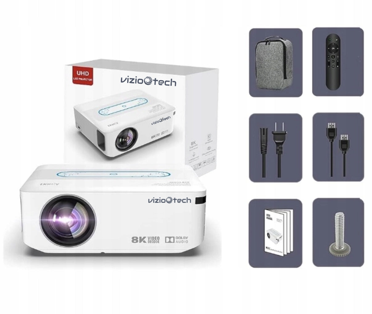 PROJEKTORIUS ANDROID TV WIFI FHD 4K PORTABLE 12000 lm VIZIO X1 Naujiena