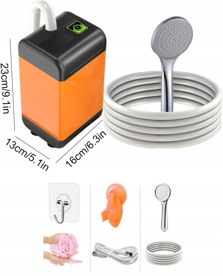 Nešiojamas kempingo dušas su elektrine 4800 mAh pompike