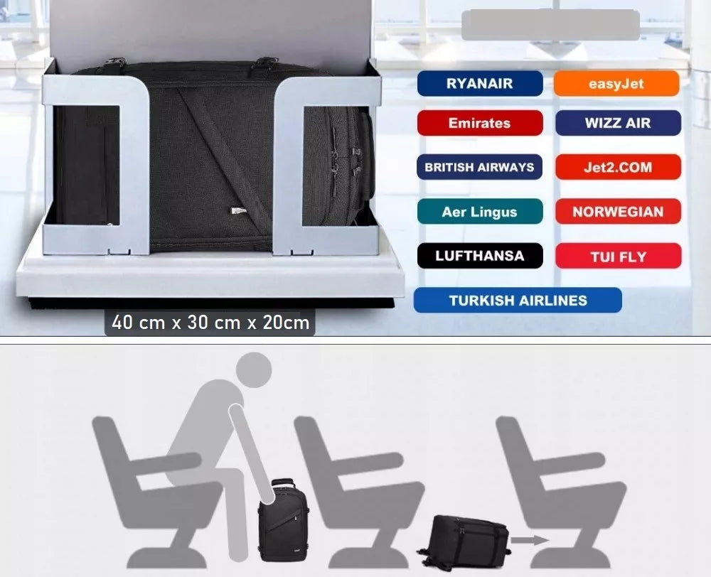 Rankinis bagažas RYANAIR 40x30x20 Kabininis Elegantiškas Lengvas Expander