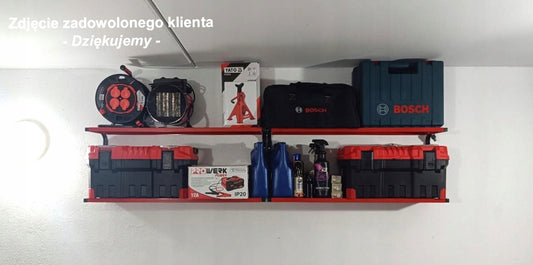 Metalinė sieninė lentyna 95 cm dviguba PG2CR dirbtuvėms, loftui, garažui