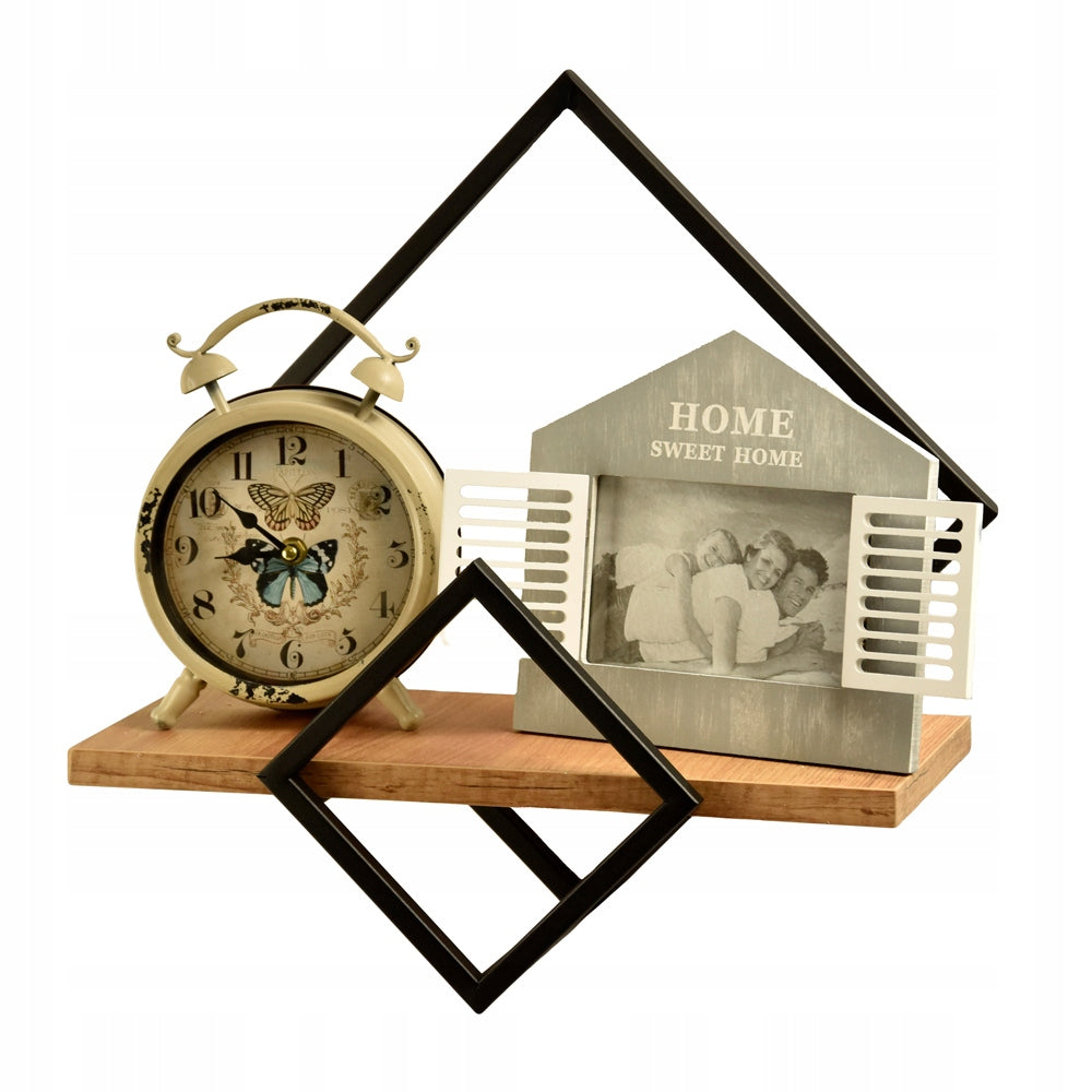 Sieninė lentyna loft stiliaus, pakabinamas augalų laikiklis, ąžuolo "craft" raštas