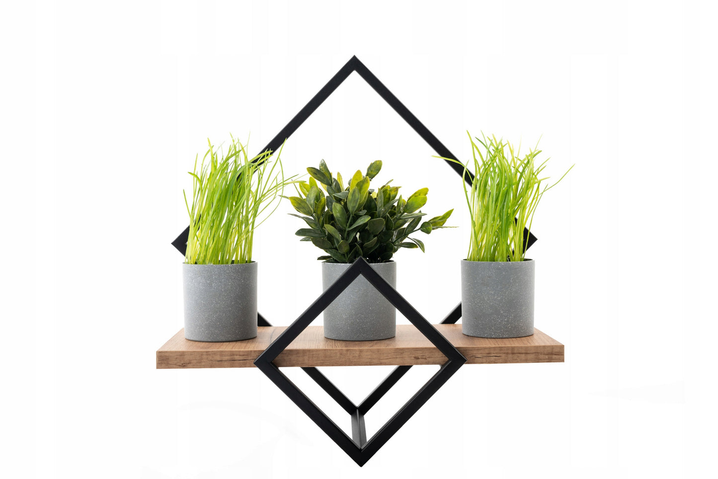 Sieninė lentyna loft stiliaus, pakabinamas augalų laikiklis, ąžuolo "craft" raštas