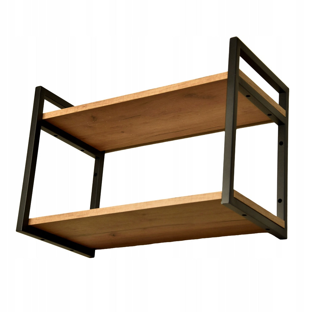 Pakabinama sieninė lentyna, auksinio ąžuolo, knygoms ir gėlėms, 60 cm, loft stiliaus