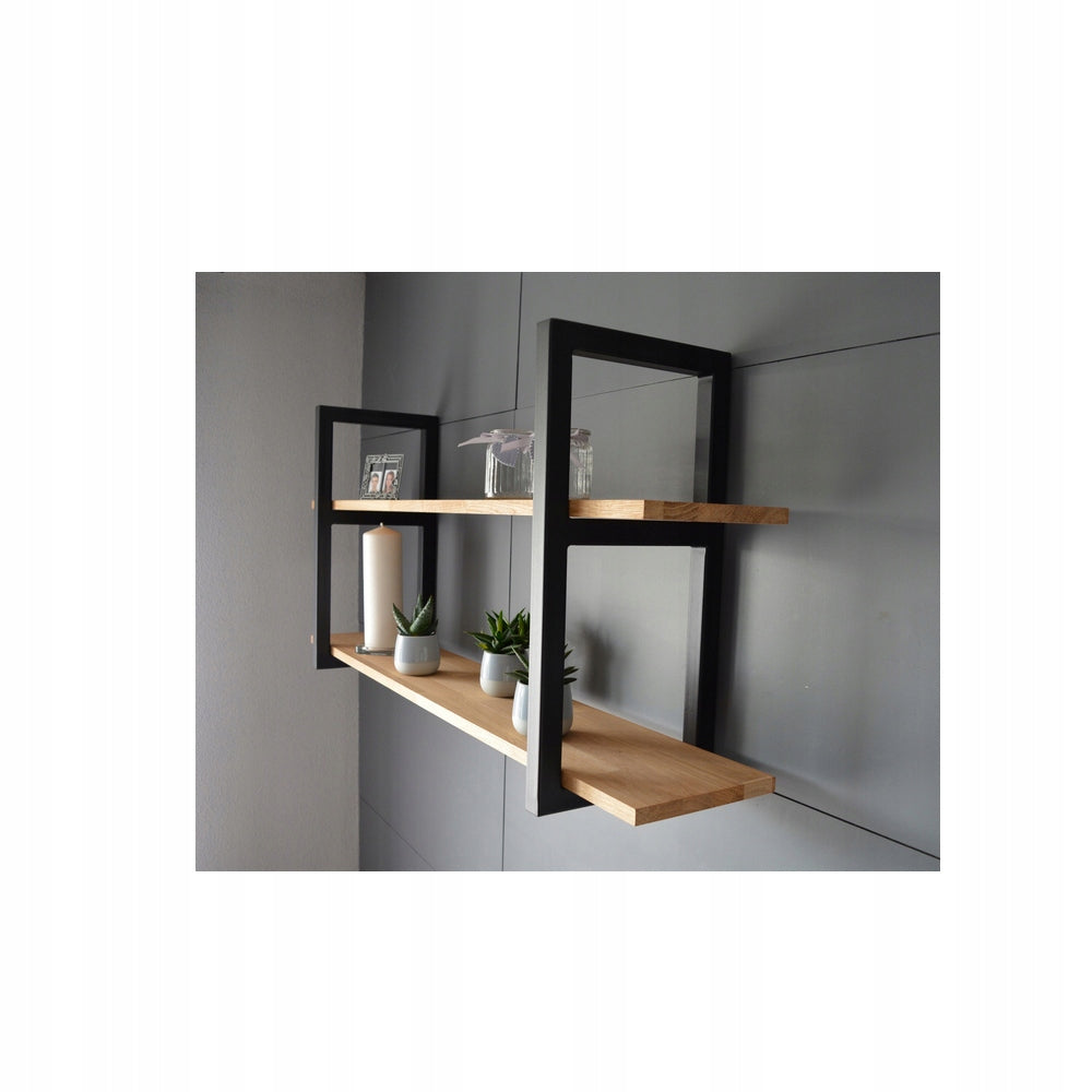 Pakabinama sieninė lentyna, auksinio ąžuolo, knygoms ir gėlėms, 60 cm, loft stiliaus