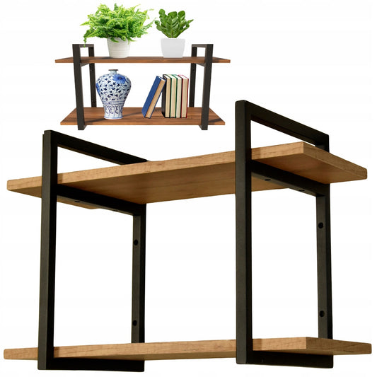 Pakabinama sieninė lentyna, auksinio ąžuolo, knygoms ir gėlėms, 60 cm, loft stiliaus