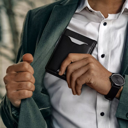 Vyriška odinė piniginė Plona 1,5cm natūrali oda Smart Wallet Juoda