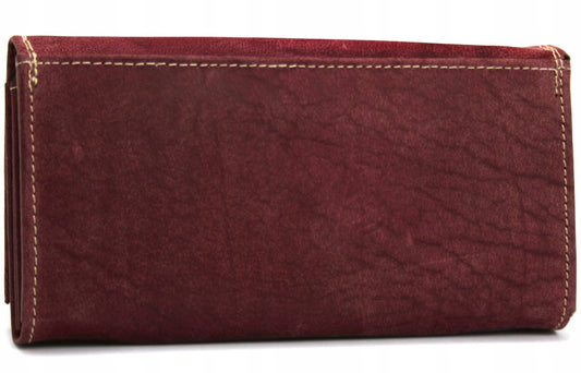 Moteriška piniginė nubuko oda Wild Tiger - tamsiai raudona