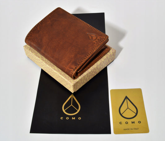 COMO vyriška odinė piniginė ruda Italija 10NC