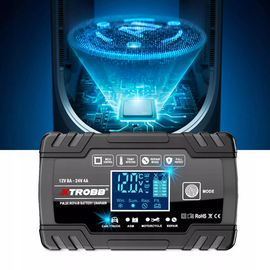 AUTOMATINIS AKUMULIATORIŲ KROVIKLIS SU JŲ TAIISYMO FUNKCIJA 12V 24V