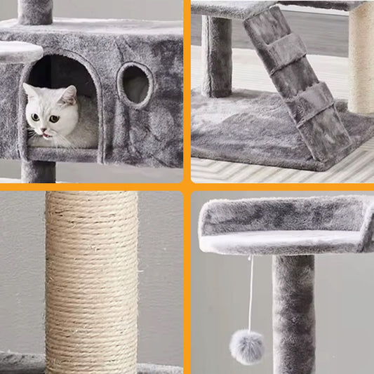 Pupilo kačių namelis, draskykla, guolis, hamakas, kopetėlės, žaislai, 5 lygiai