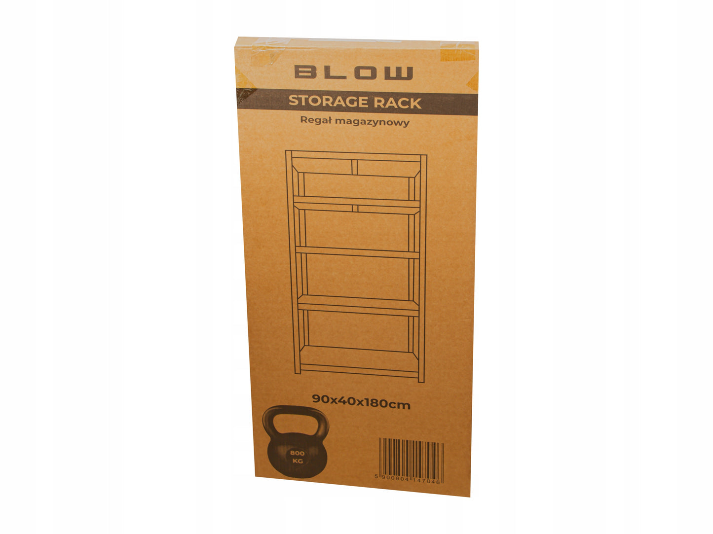 Metalinė sandėliavimo lentyna 180x90x40cm, 5 MDF lentynos, 160kg/lentyna, 800kg bendra apkrova, skirta garažui