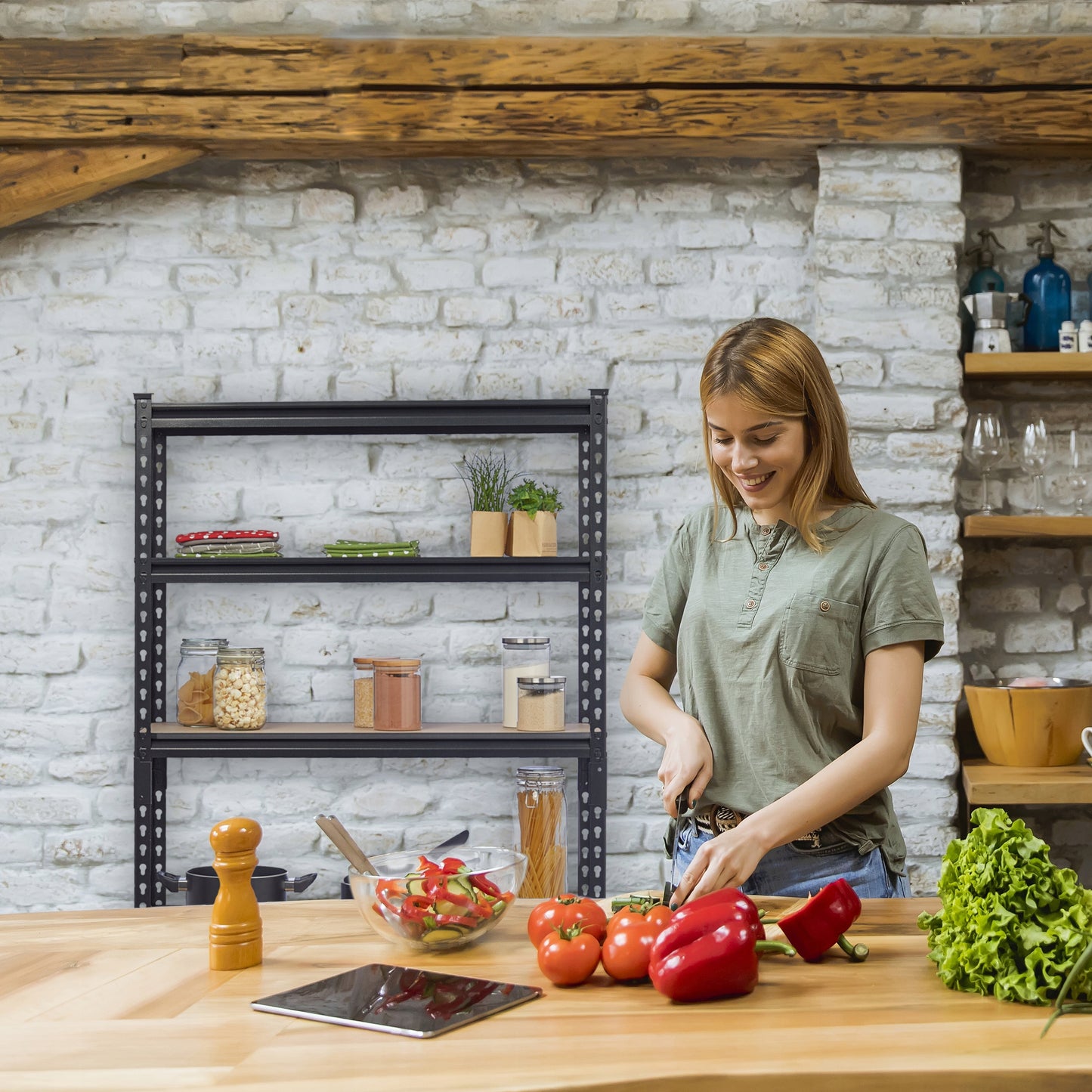 Metalinis sandėliavimo stelažas Relaxdays 153 x 91 x 30,5 cm, maks. 360 kg vienai lentynai