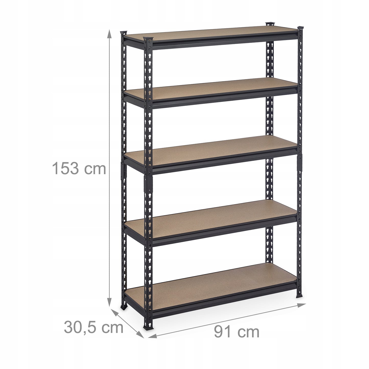 Metalinis sandėliavimo stelažas Relaxdays 153 x 91 x 30,5 cm, maks. 360 kg vienai lentynai