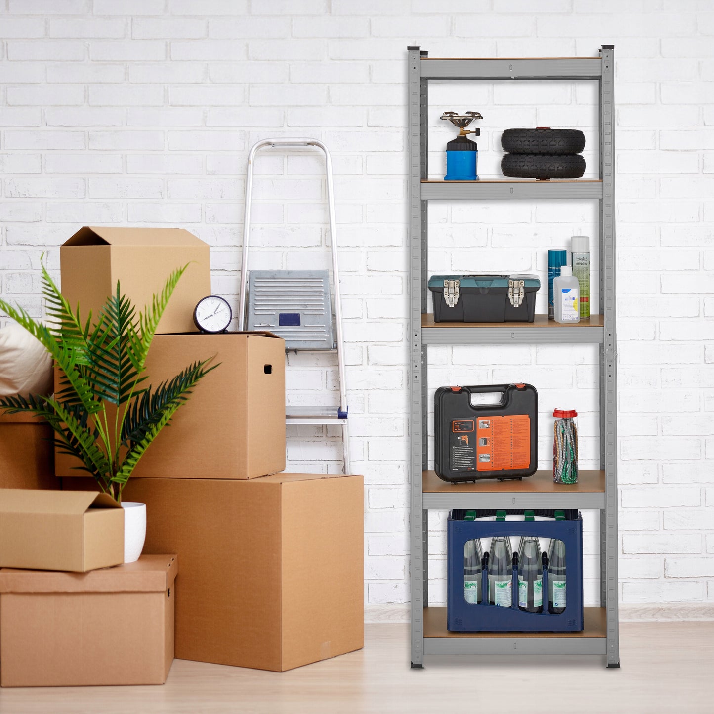 Metalinė sandėliavimo lentyna Relaxdays 180 x 60 x 30 cm, maks. 100 kg ant lentynos