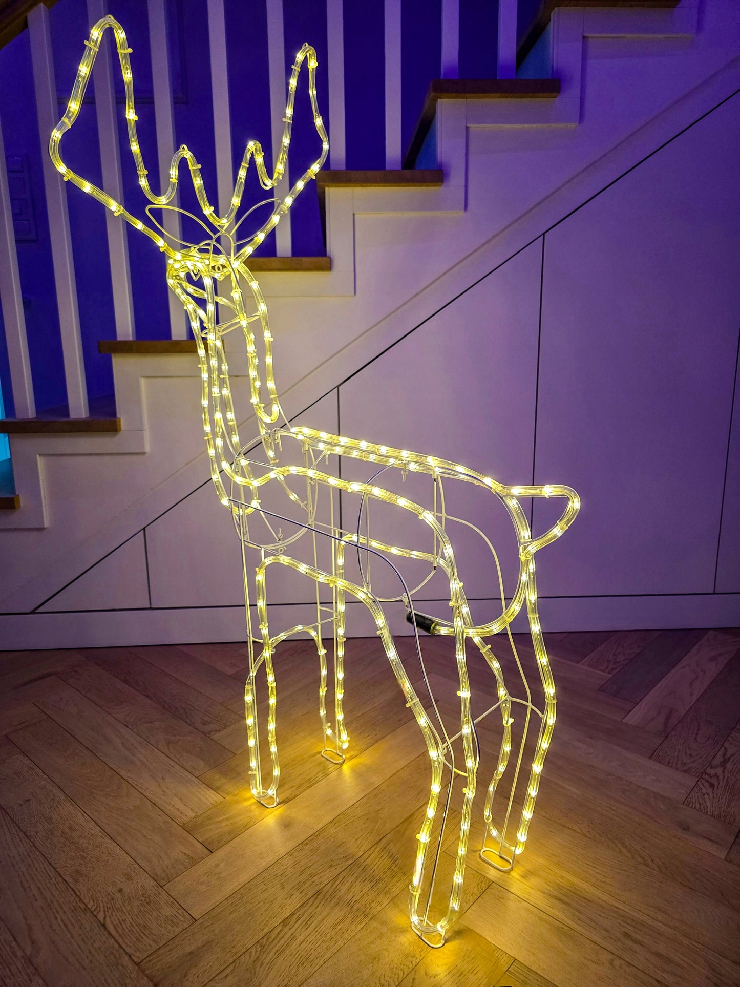 Kalėdinis LED briedis, šviečiantis, lauko, didelis, XXL papuošalas 125cm, šiltai baltas