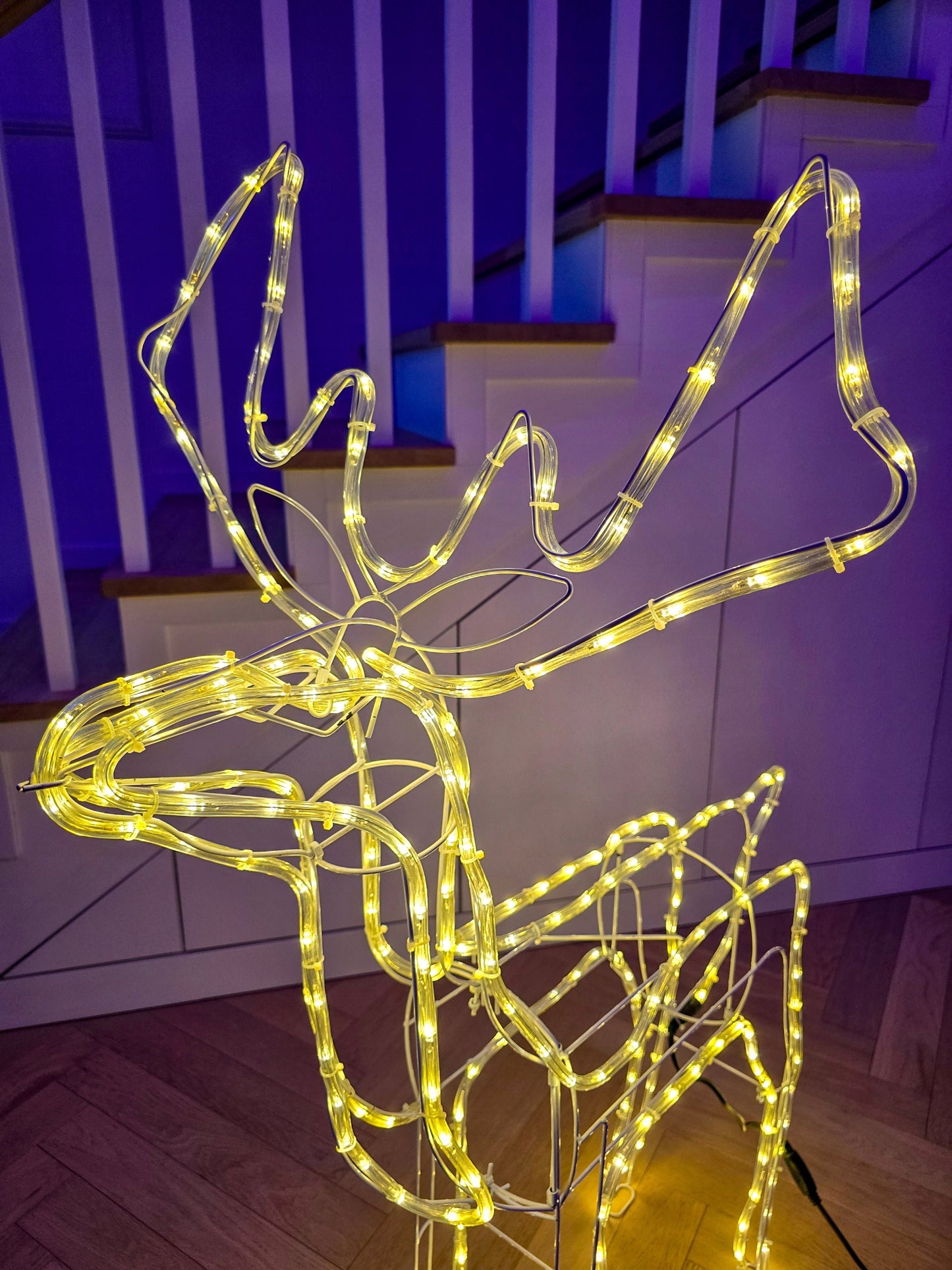 Kalėdinis LED briedis, šviečiantis, lauko, didelis, XXL papuošalas 125cm, šiltai baltas