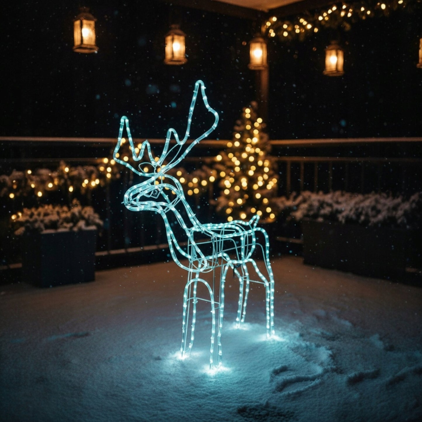 Kalėdinis LED briedis, šviečiantis lauke, didelė XXL dekoracija 125, šaltai balta